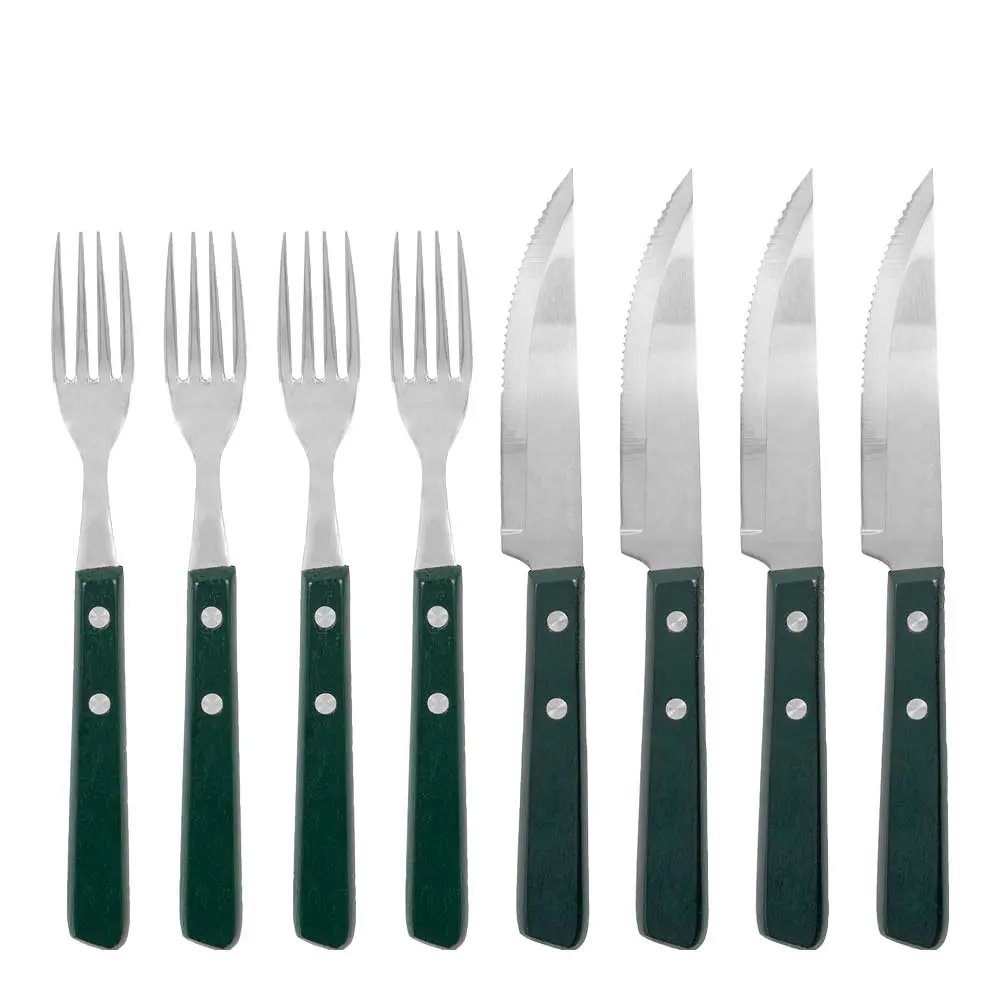 Nicolas Vahé Steak biffkniv- og gaffelsett grønn