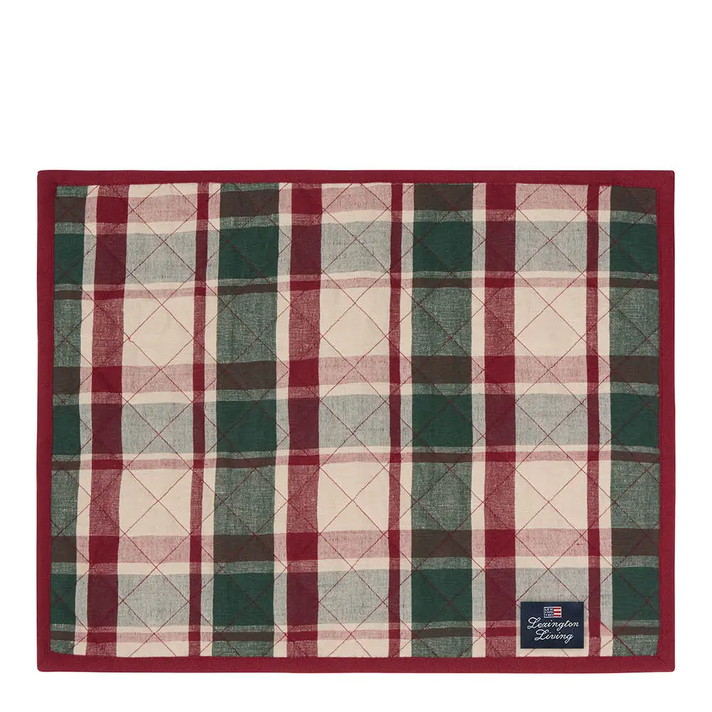 Lexington Spisebrikke vattert lin/bomull 35x45 cm rutete grønn/rød/beige