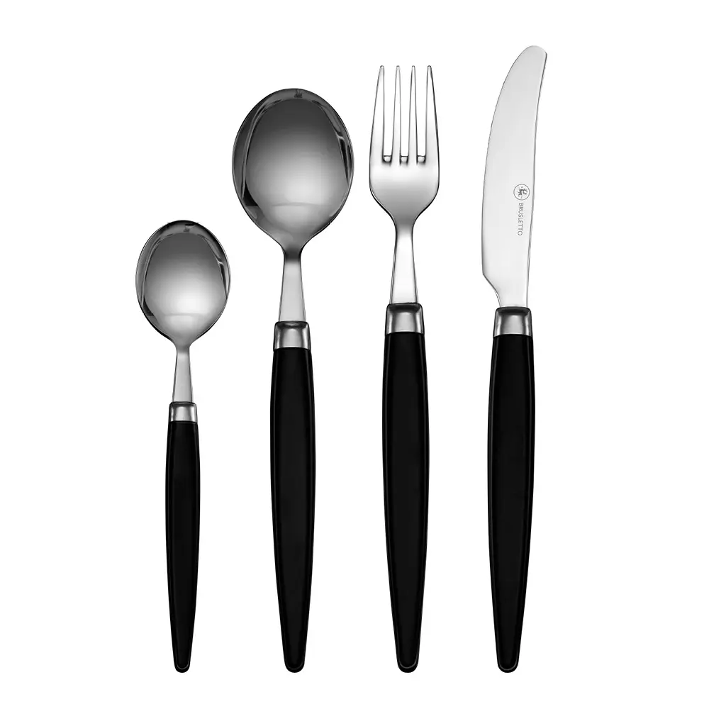 Brusletto Finse bestikksett 16 deler retro blank/svart