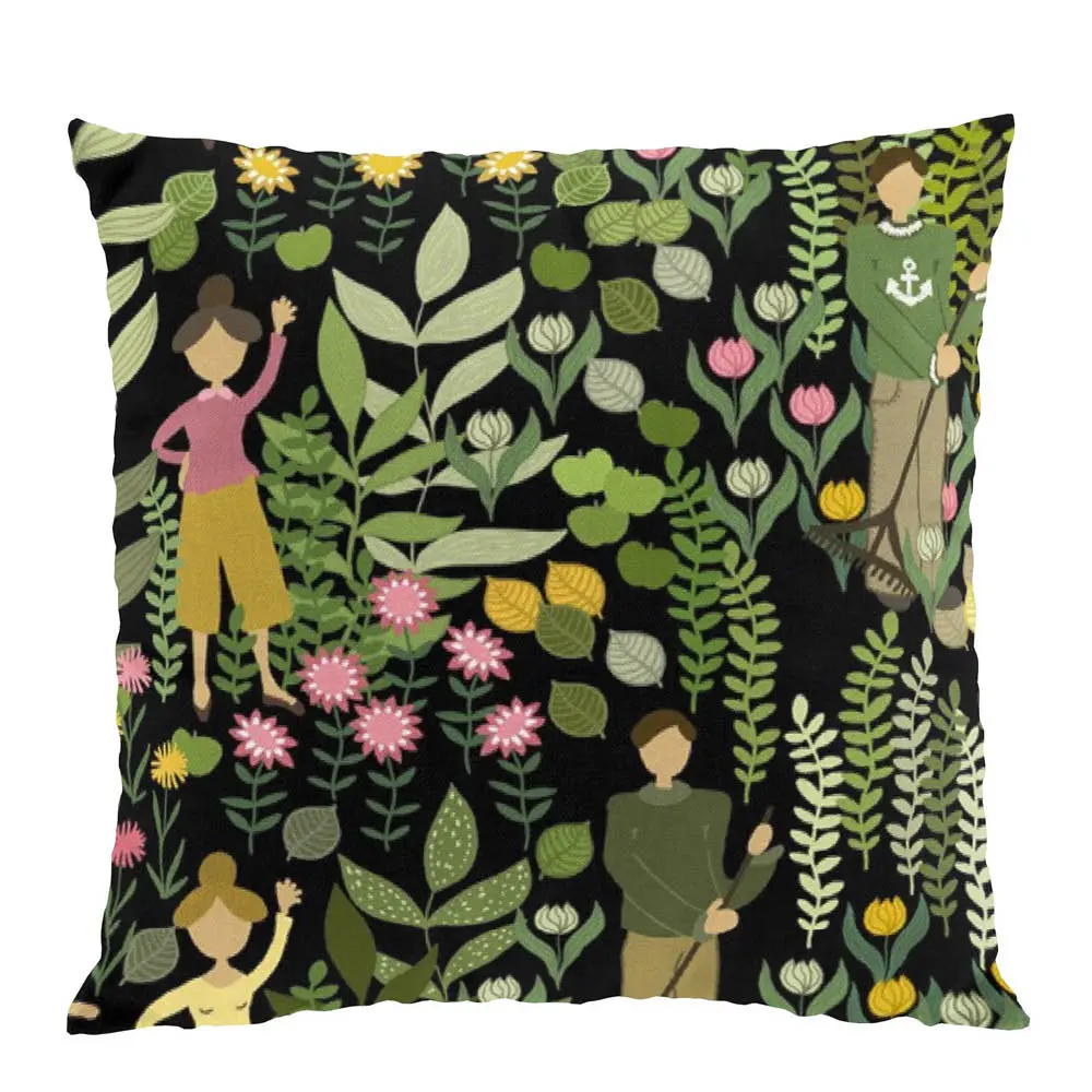 Arvidssons Trädgård putetrekk 47x47 cm svart/grønn