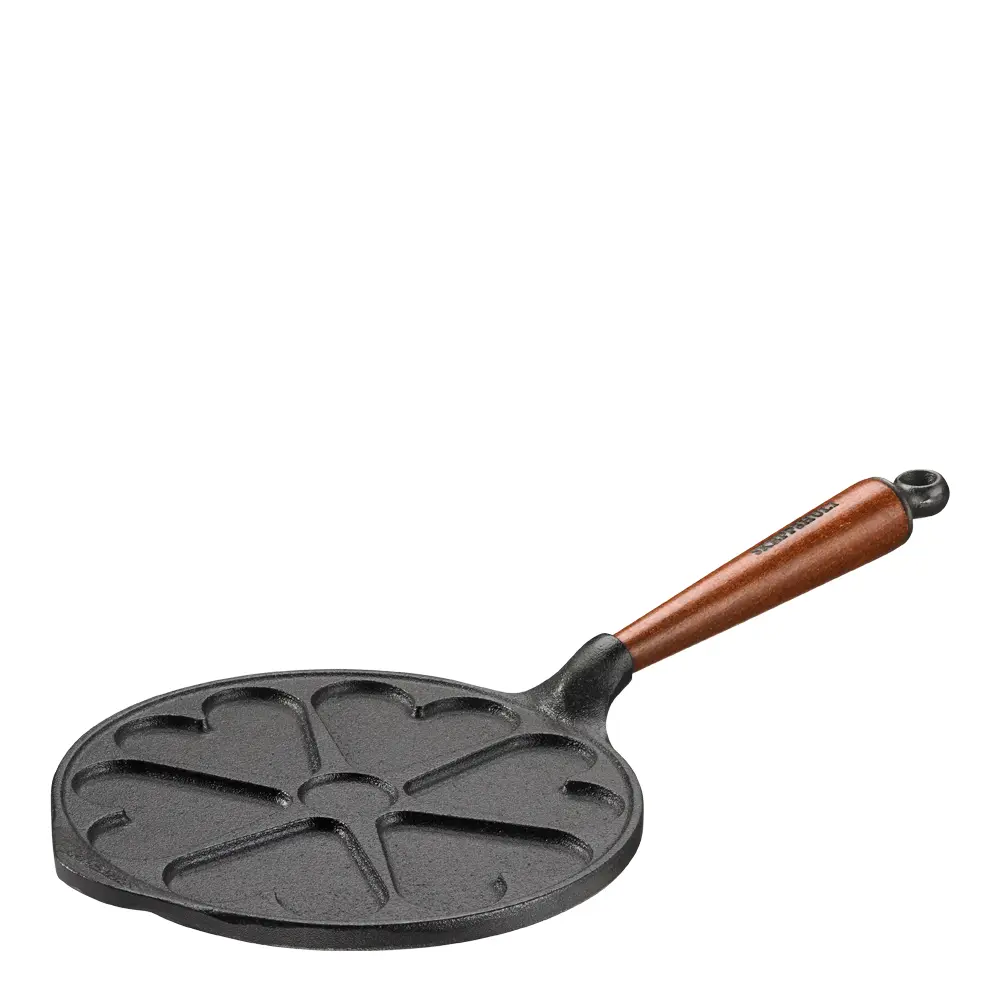 Skeppshult Traditional plettpanne hjerte med trehåndtak 22 cm