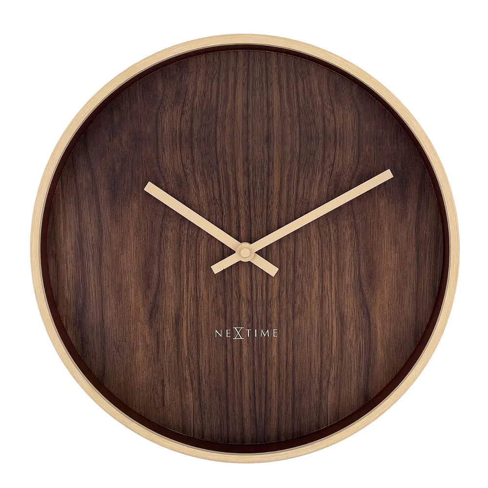 NeXtime Oslo veggklokke 30 cm lys/mørk tre