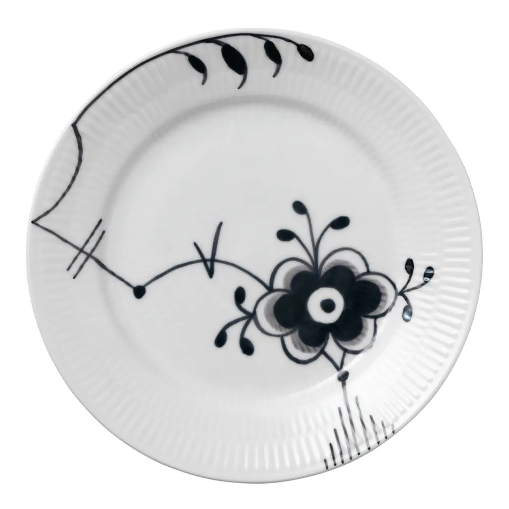 Royal Copenhagen Sort Mega Riflet tallerken 22 cm dekor 2