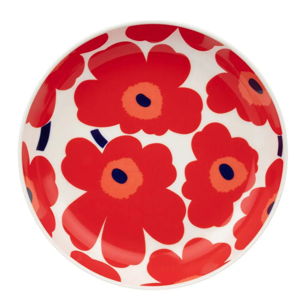Marimekko Oiva Unikko dyp tallerken 20,5 cm hvit/rød/blå