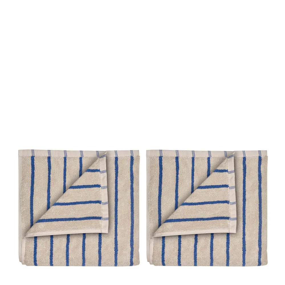 Blomus Arto gjestehåndkle 50x30 cm 2 stk beige/blå tynne striper