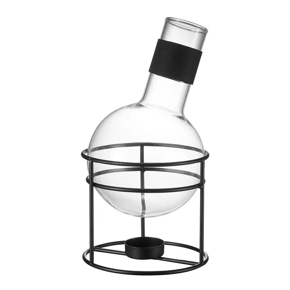 Dorre Glora gløggkolbe med stativ 1,3L glass/svart