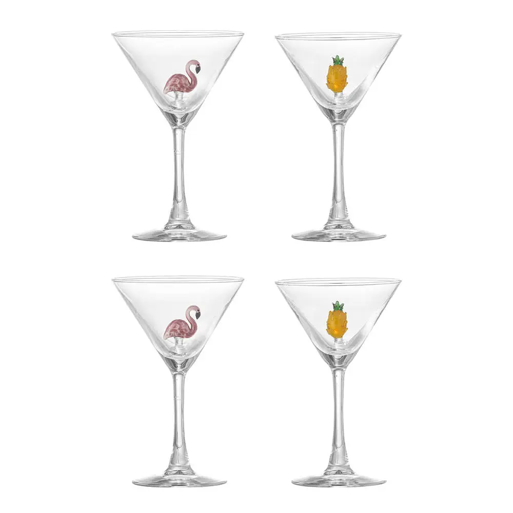 Bloomingville Misa cocktailglass 17cl 4 stk flamingo/ananas
