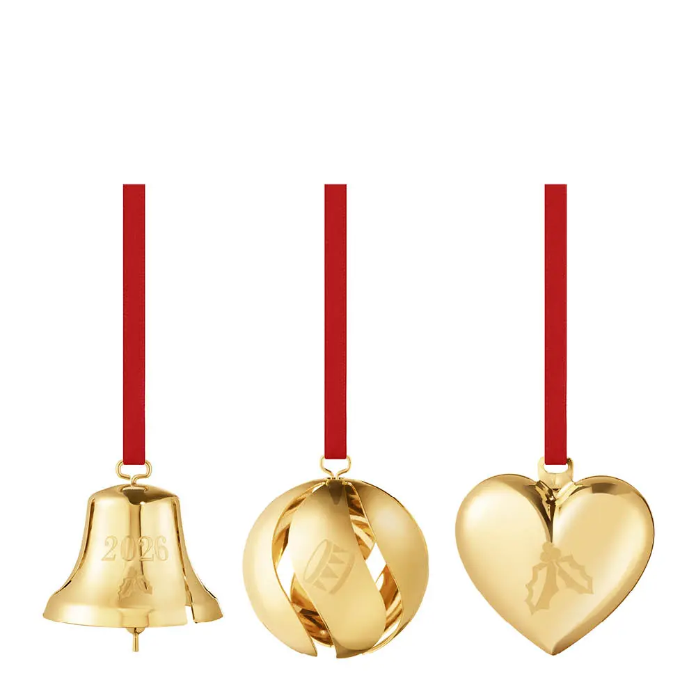 Georg Jensen 2026 ornamentsett 25,2 cm 3 stk gull