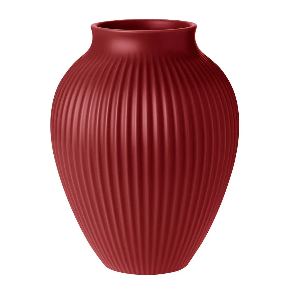 Knabstrup Keramik Knabstrup vase 27 cm ripple soft cherry red
