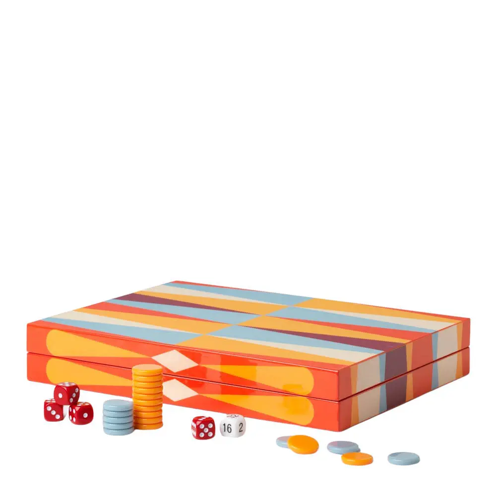 Printworks Classic lakkert backgammon rød/multi