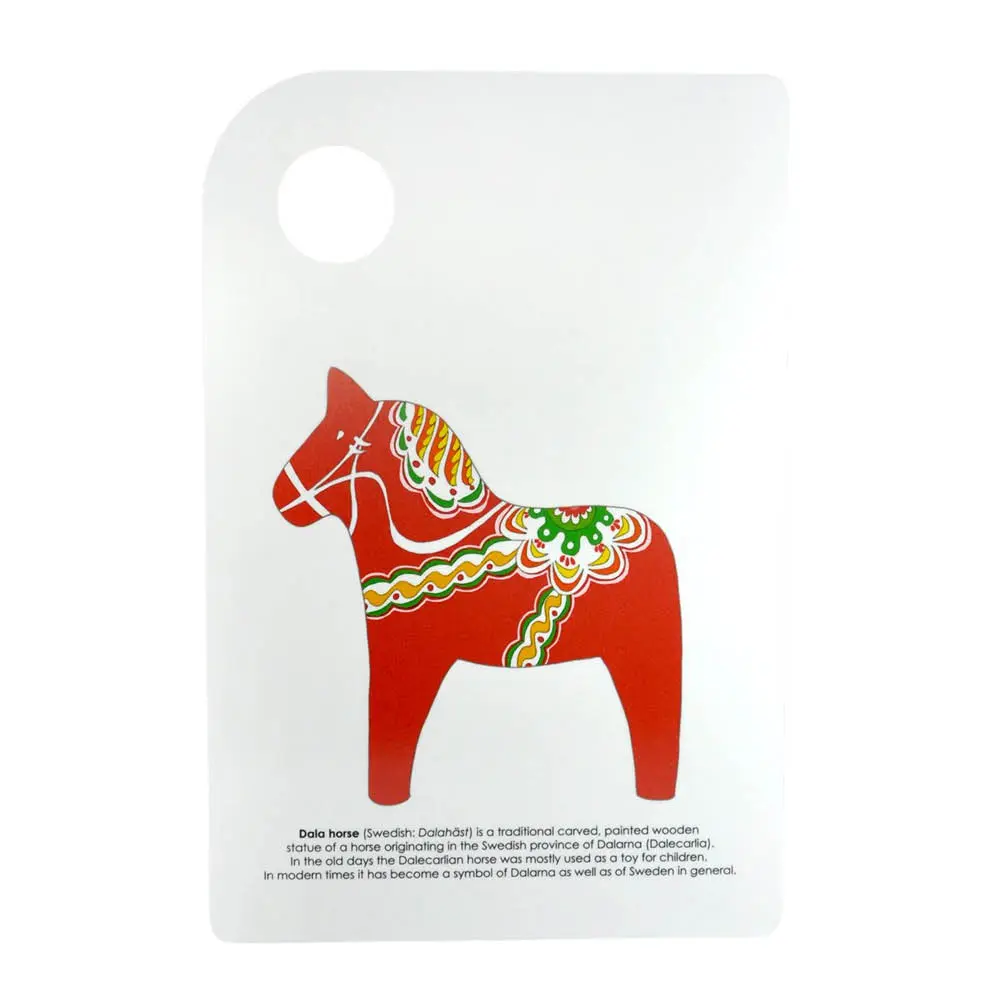 Mellow Design Skjærebrett Dalahest 30x20 cm hvit/rød