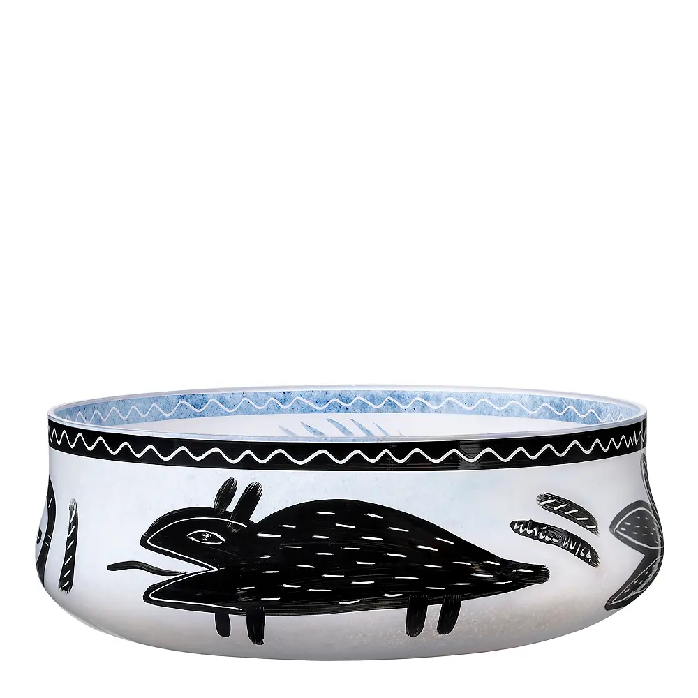Kosta Boda Caramba fat 26,5 cm hvit/svart