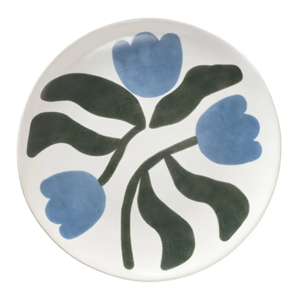 Broste Copenhagen Dora tallerken 26 cm Dusty Blue/Agave Green