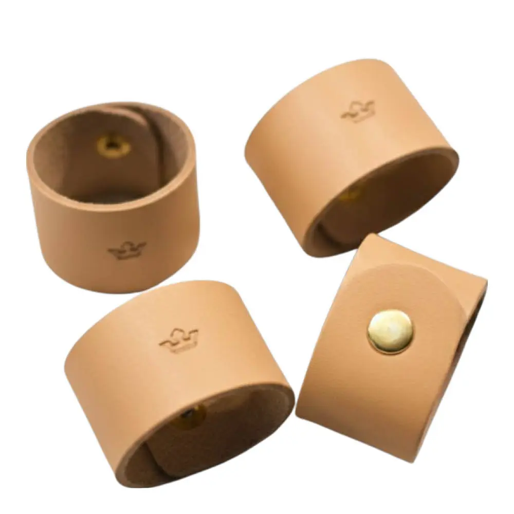 Nordan Home Serviettring i skinn 3 cm 4 stk lys brun