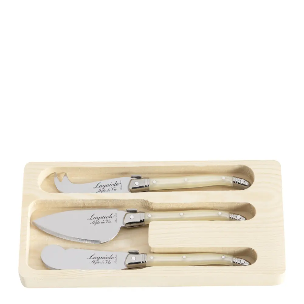 Laguiole Style de Vie Ostekniver 3 stk pearl