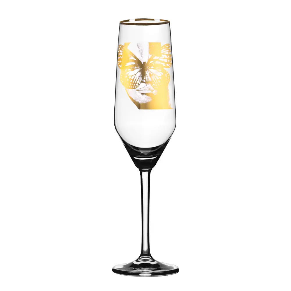 Carolina Gynning Champagneglass Golden Butterfly 30 cl gull
