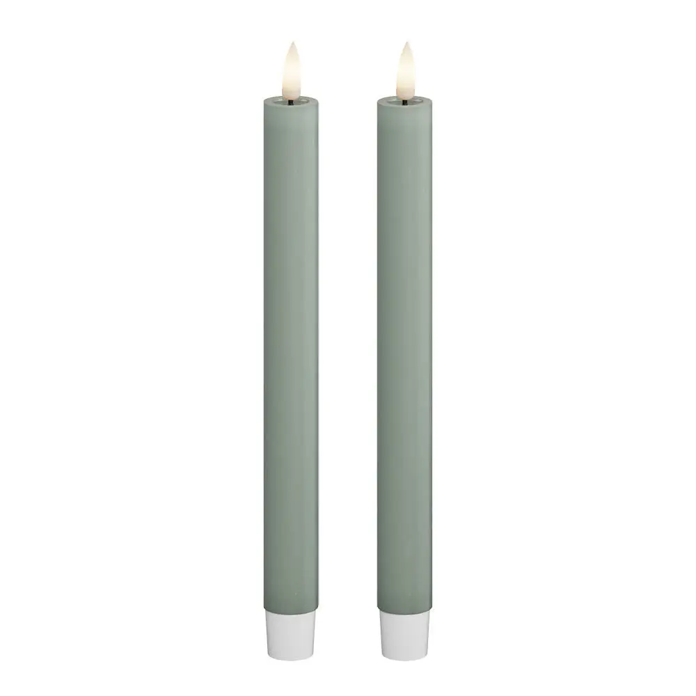 DeluxeHomeart LED kronelys 2,2 x 24 cm 2 stk salvie grønn