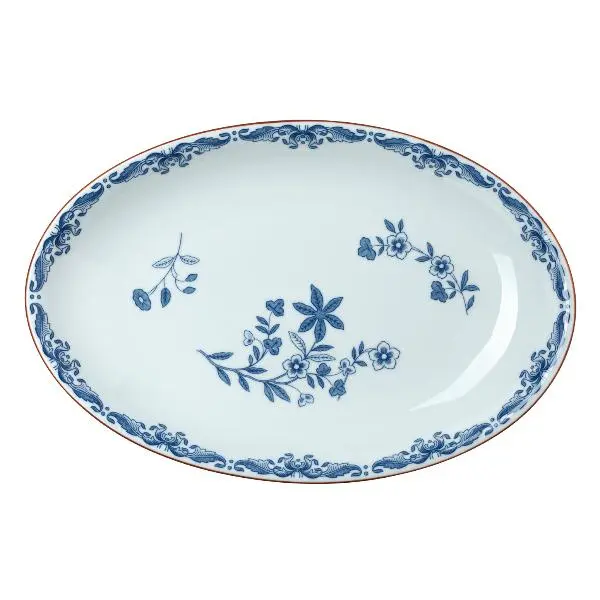 Ostindia ovalt serveringsfat 33x22 cm blå
