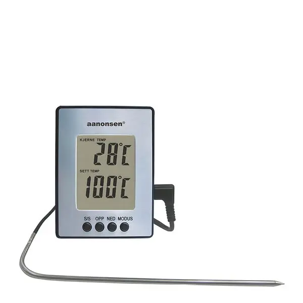 Steketermometer digitalt m/silikonledning aluminium