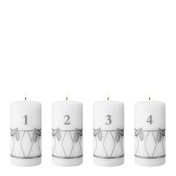 2026 adventslys 12,5 cm 4 stk sølvtrykk