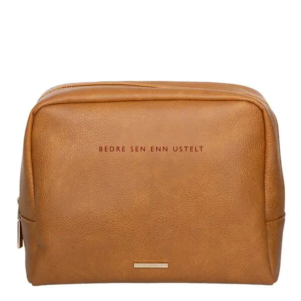 Toalettmappe bedre sen enn ustelt 24x20x10 cm cognac brun