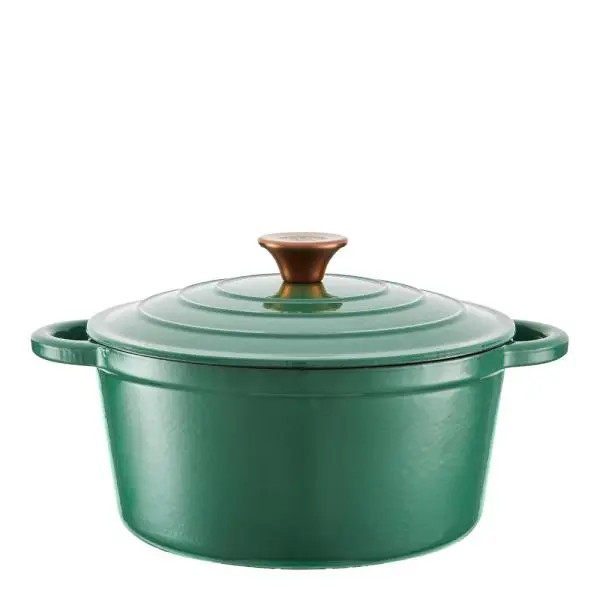 Rund støpejernsgryte 24 cm 4L grønn