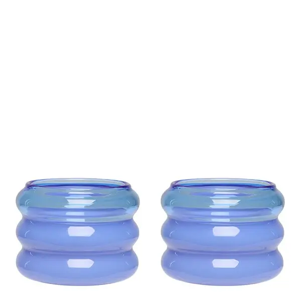 Bubble. telysholder 2 stk 5,6 cm blue/milky blue