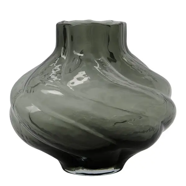 Turn vase 20 cm røkt grå