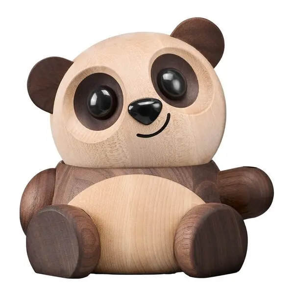 Bao Bao panda trefigur 16 cm ask/valnøtt