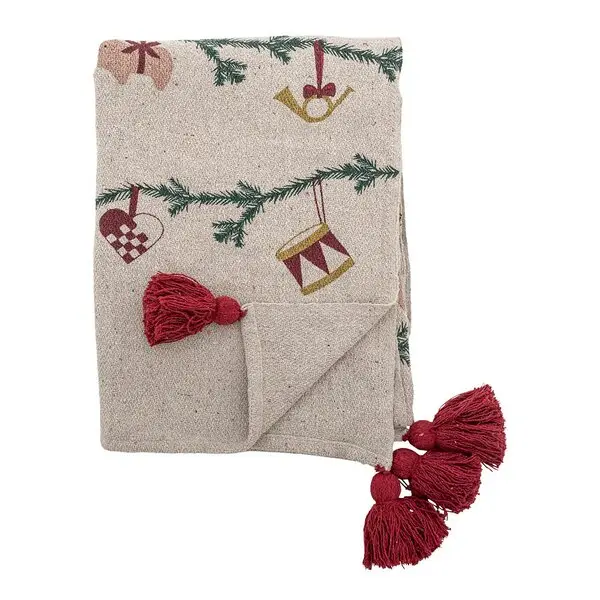 Yule pledd 160x130 cm natur/julemotiv