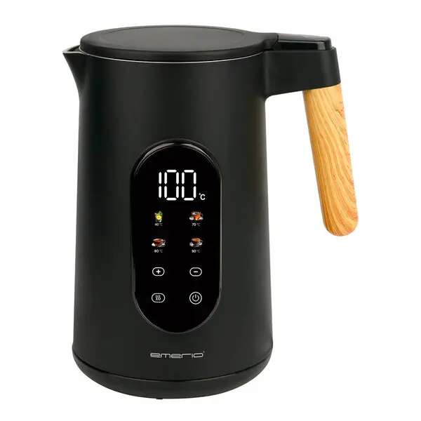 Vannkoker med termostat 1,7L svart/tre