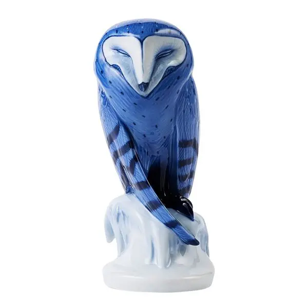 Figurines ugle figur 22 cm blå/hvit