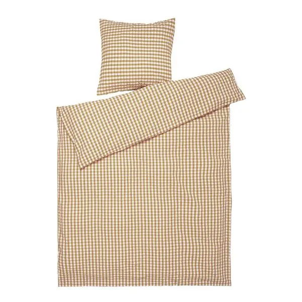 Bæk&Bølge krepp sengesett 140x200 cm karamell/offwhite