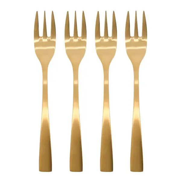 Golden kakegaffel 4 stk 14,5 cm gull