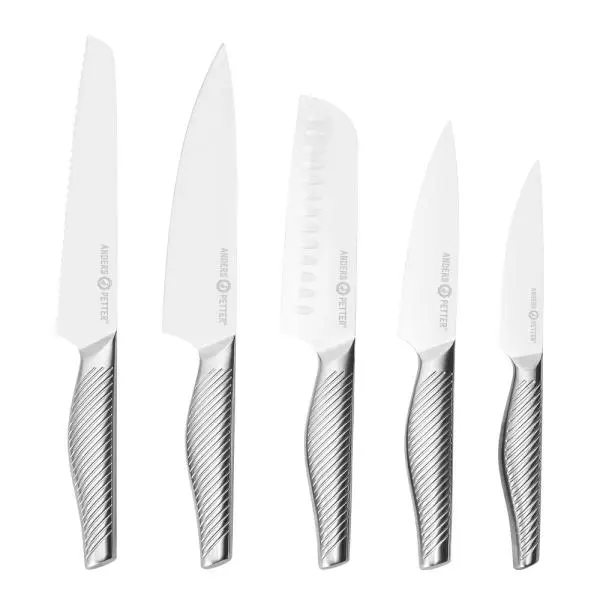 Knivsett 5 deler rustfritt stål