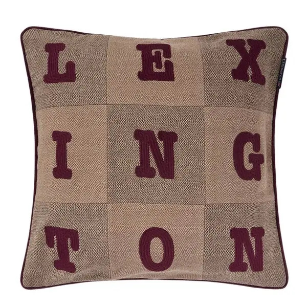 Letter Patch Tweed putetrekk 50x50 cm beige/brown/fig