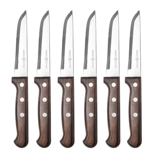 Classic biffkniv 6 stk natur/blank