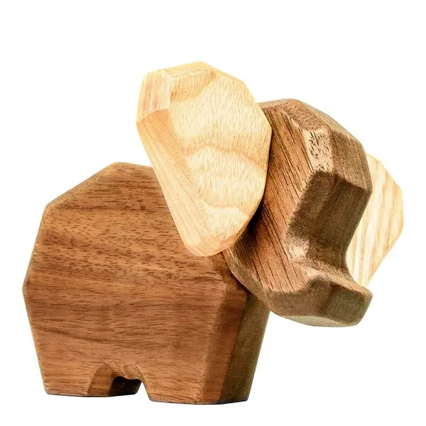 Liten elefant trefigur 8 cm valnøtt/ask