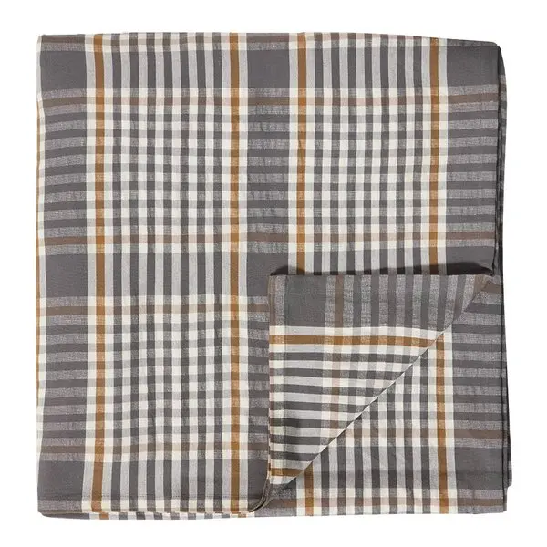 Rutete duk 150x250 cm grå/hvit/fudge