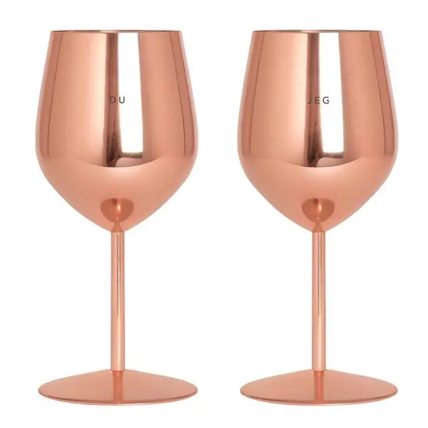 Vinglass stål DU & JEG 45 cl 2 stk roségull