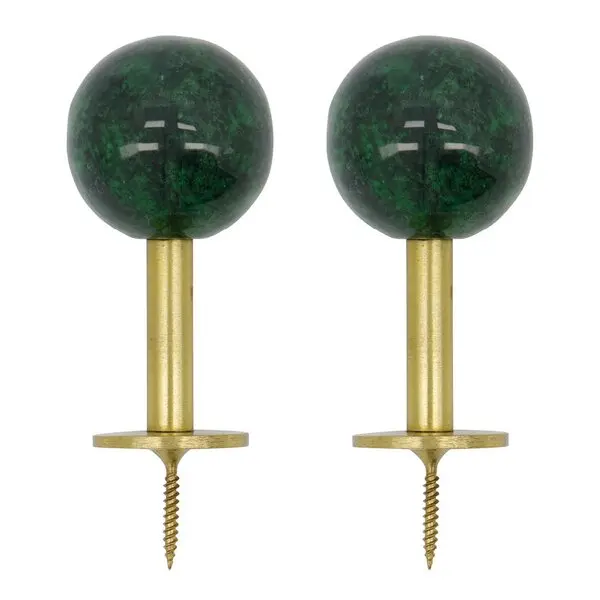 Ball knagg 8x4 cm 2 stk messing/grønn