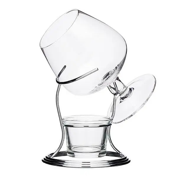 Sett med cognacglass og varmer 35 cl sølv