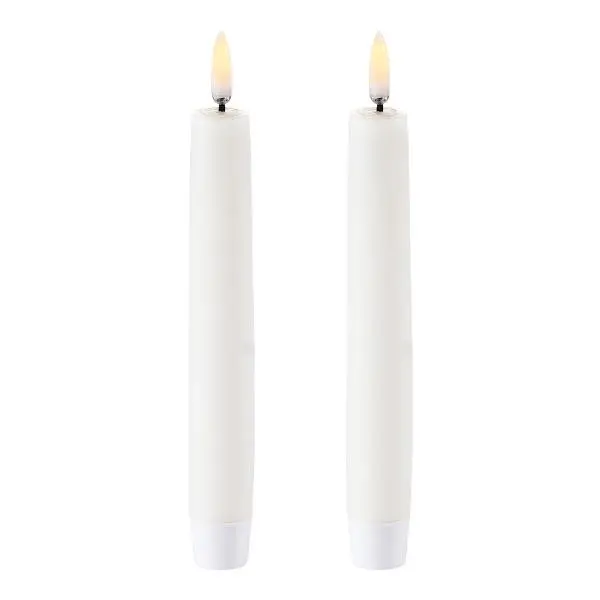 LED kronelys 15,5x2,3 cm 2 stk hvit