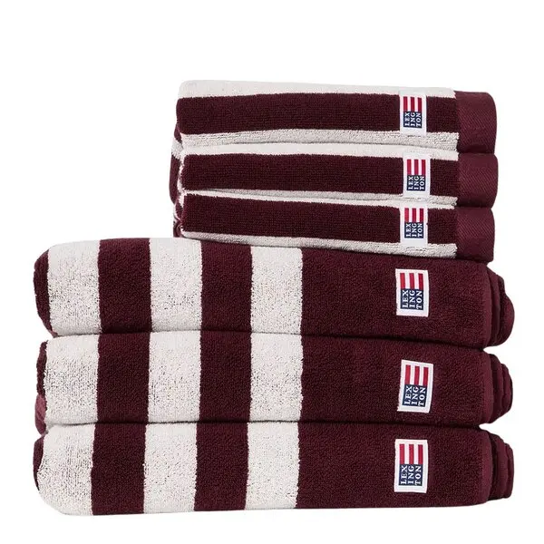 Stripet frottéhåndkle 70x130 cm fig/snow white