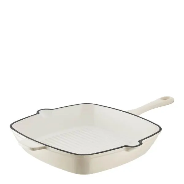 Grillpanne av støpejern 26 cm krem