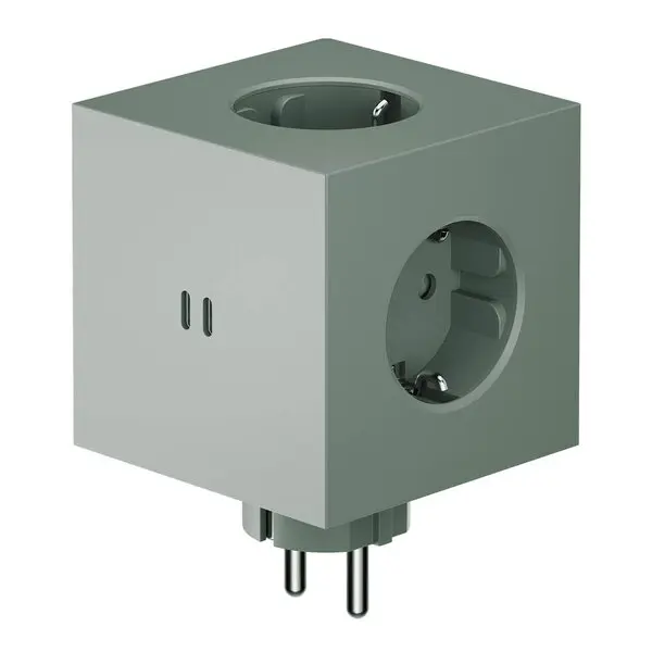 AVOLT Square 2 Socket extender with 30W Dual USBC Oak Green