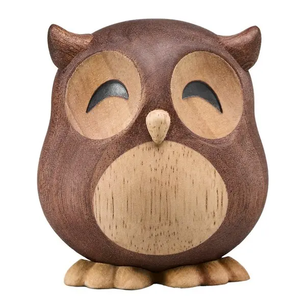 Villum ugle trefigur 8 cm gummitre/sapele