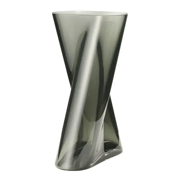 Lituus vase stor 32 cm røkfarget glass