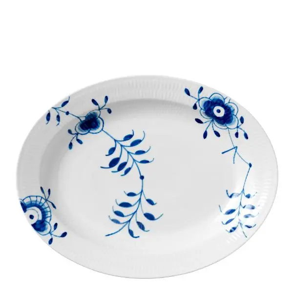 Blå Mega Riflet fat 36,5 cm