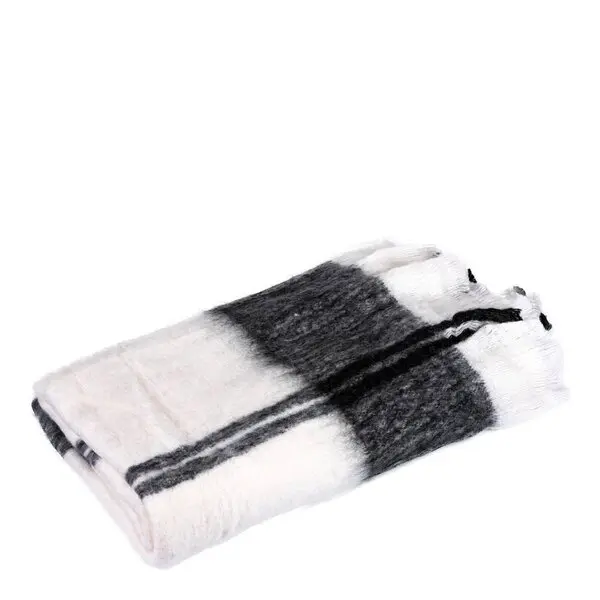 Pledd ullmix 200x140 cm svart/hvit